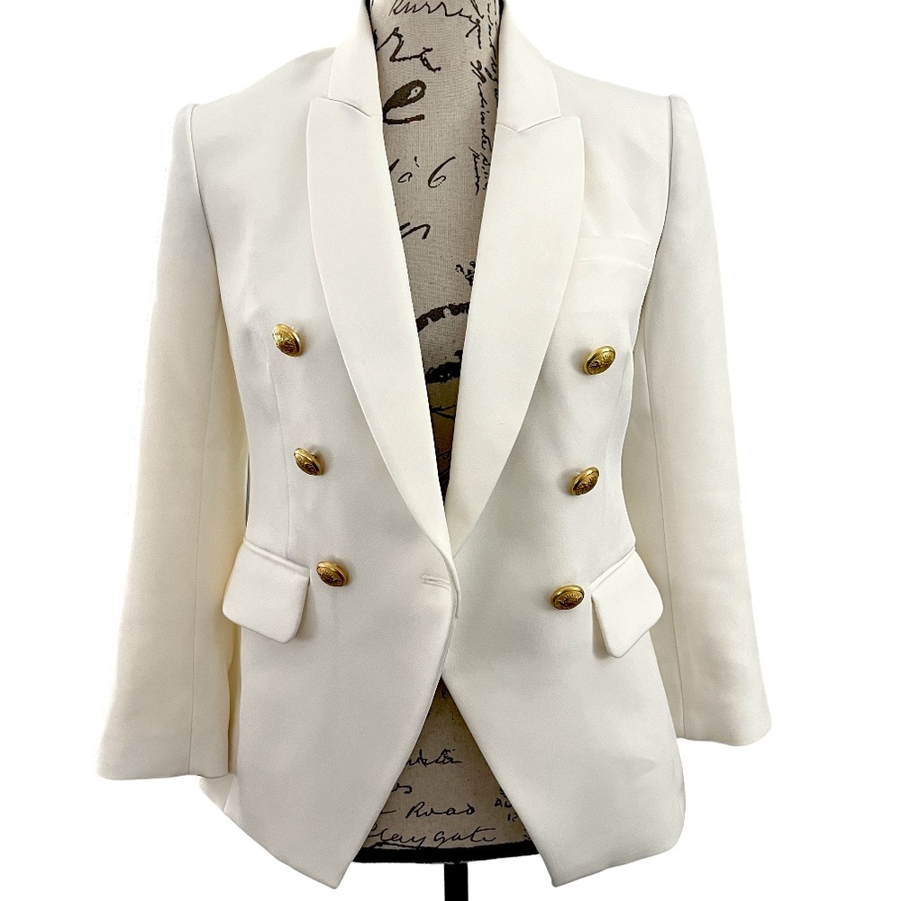 Express Editor Double-Breasted Gold Crest Button … - image 3